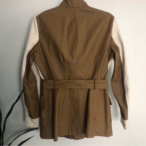 Theory Macaire Belted Leather Waxed Cotton Jacket Size Large - Picture 3 of 7